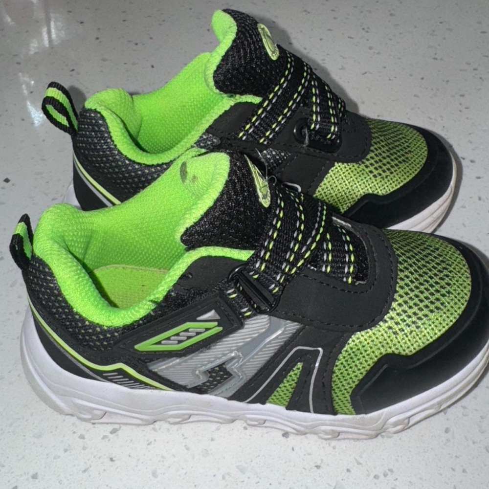 Kids Black and Green Athletic Shoes